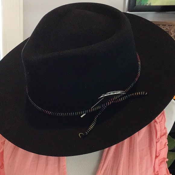 Free People NWT Hat Black with Leaf and Cord accent - Picture 4 of 6